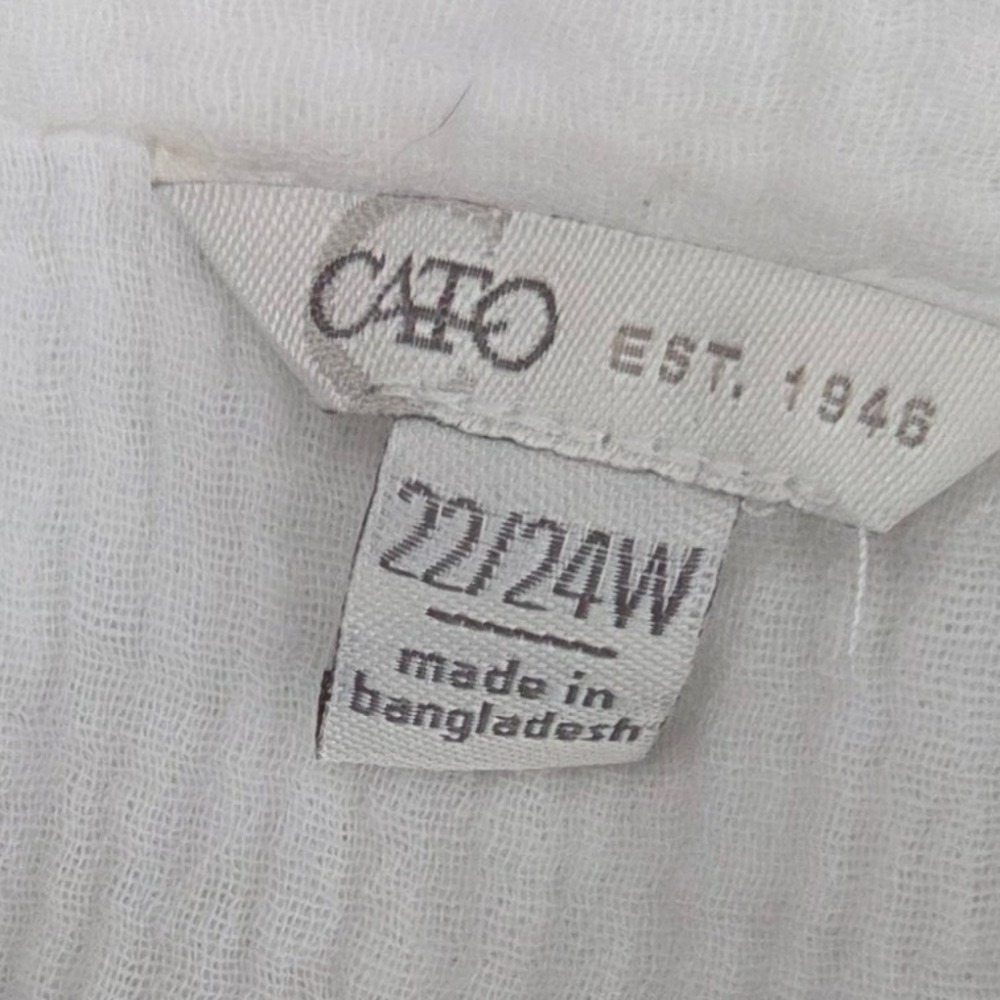 Cato White Cottage Peasant Blouse 100% Cotton Fringe Hem - Picture 5 of 8